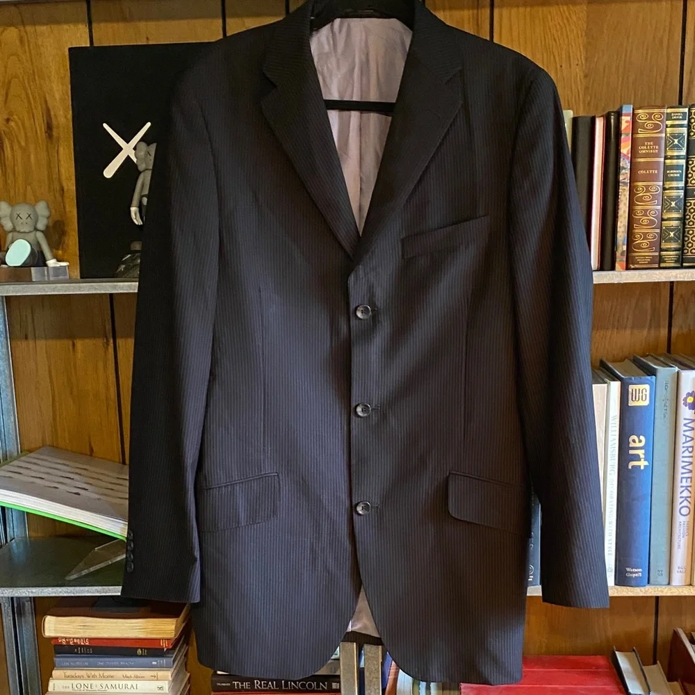 Billy London Modern Slim Fit 3 Button Pinstripe Blazer